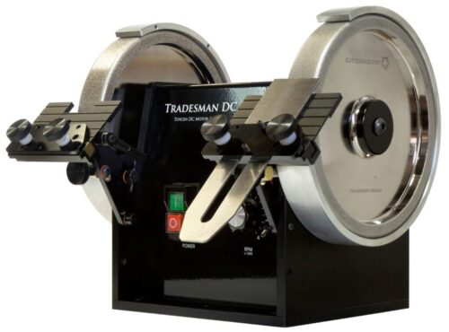 Tradesman Woodturner – Two 8″ Wheels with dual Mitre Rest Feed Plate - Flat or CR Corner Radius Wheels